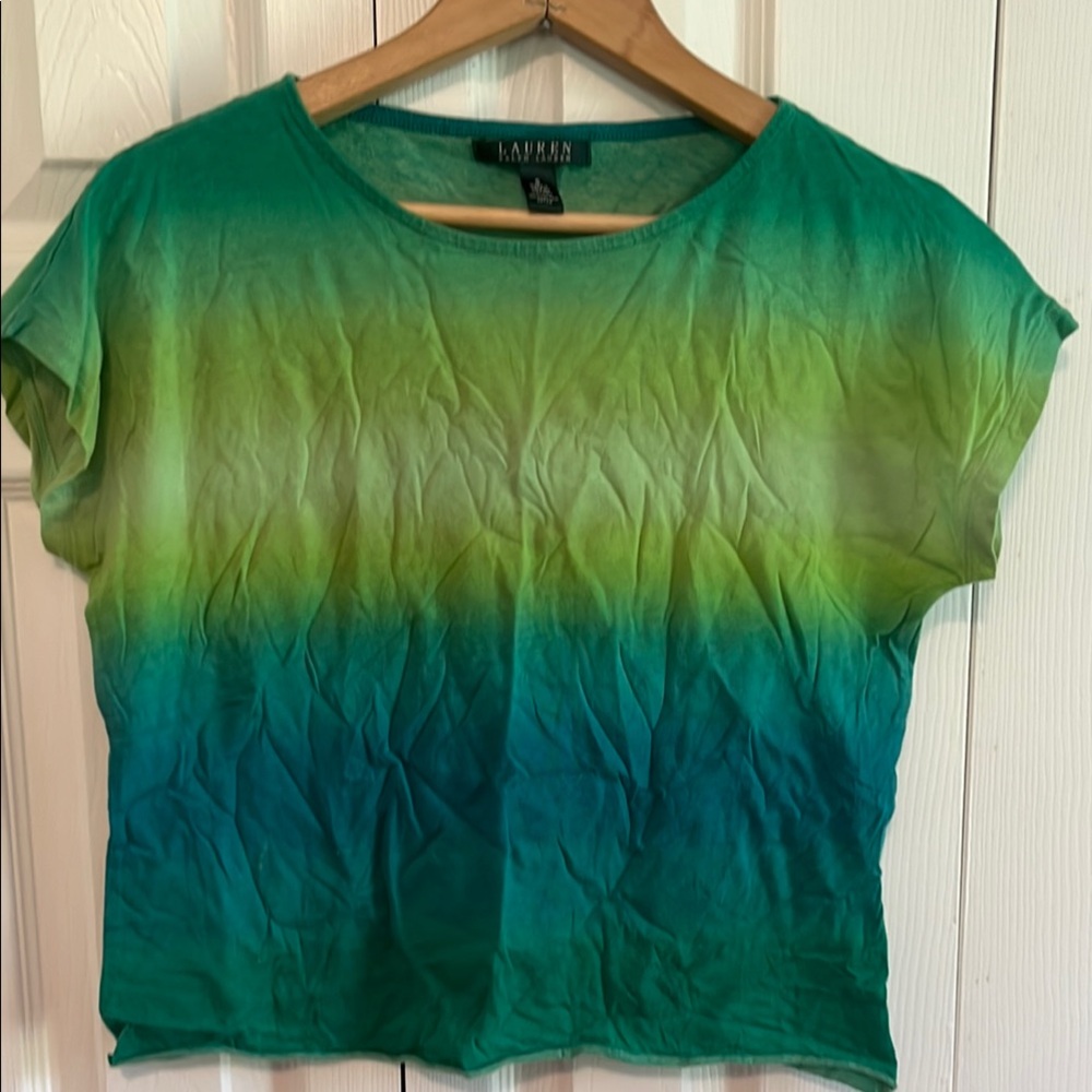 Ralph Lauren Green Cap Sleeve Crop T-Shirt